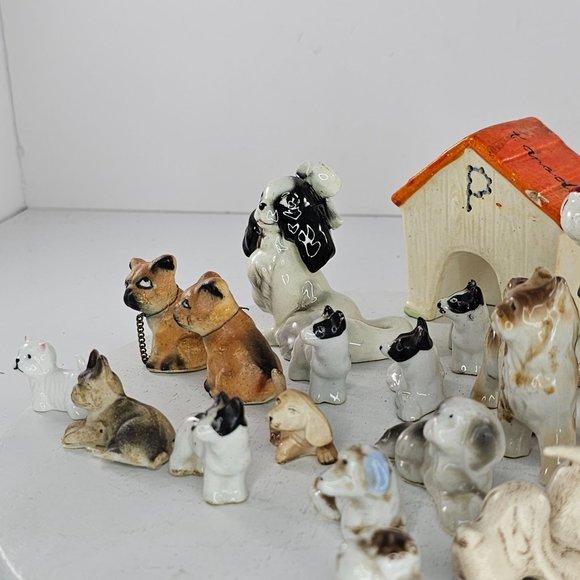 Vintage Dog Miniature Figurine Lot Ceramic Resin Plastic - Picture 7 of 12